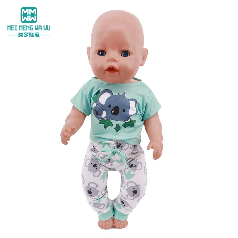 

Doll clothes for 43cm Toy new born doll and American doll Fashion Cartoon T-shirts, sports hoodies, dresses Girl's gift