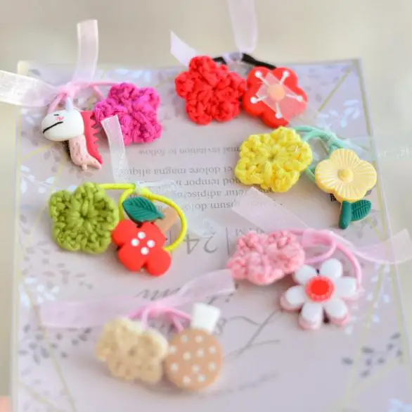 

12pcs/lot New Cute Cartoon Flower Princess Headwear Kids Elastic Hair Bands Children Ropes Girls Accessories Baby Headdress Q122