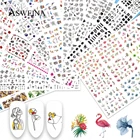 Наклейки для ногтей, летние, с изображением кактуса, фламинго, попугая, флоры, зеленых листьев, декоративные наклейки для маникюра, 12 видов конструкций