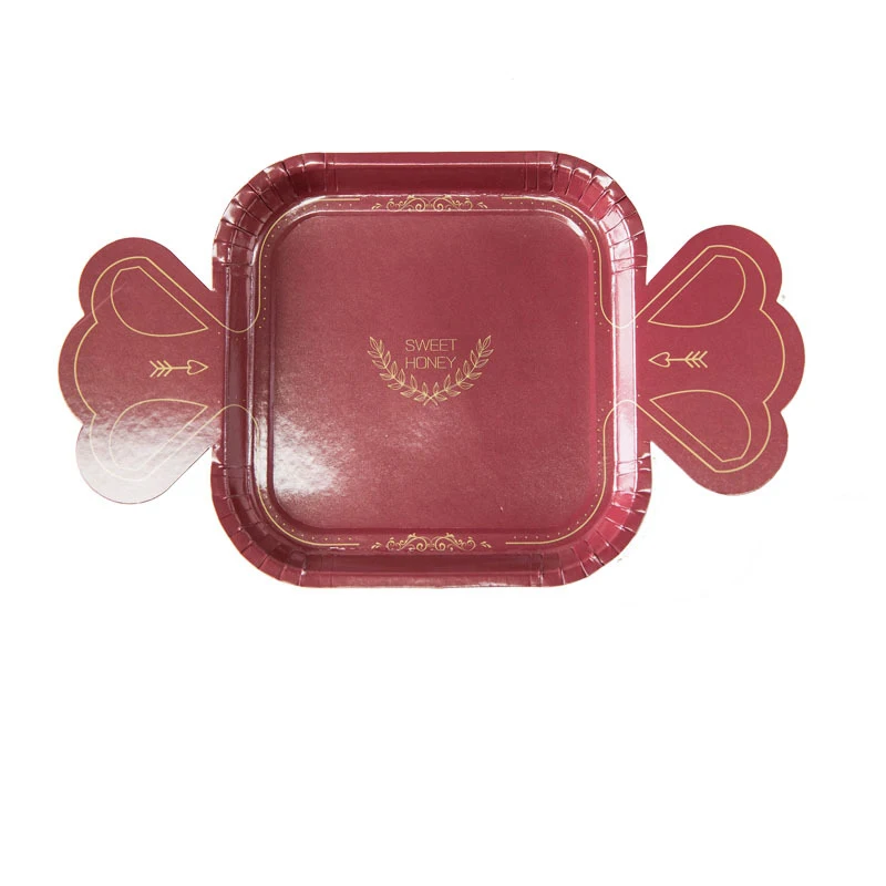 8 шт. 7 дюймовые бумажные тарелки в форме конфет Розовые Вечерние принадлежности