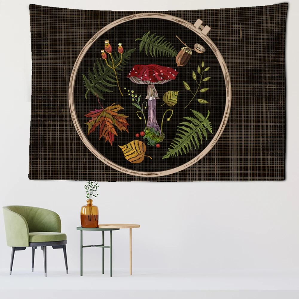 Гобелен с изображением грибов совы природный богемный фон украшение для стен