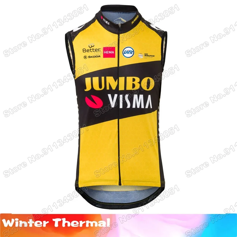 

Winter Jumbo Visma 2021 Cycling Jersey Sleeveless Warm Pro Team Bicycle Vest Mountain Road Bike Clothing MTB Maillot