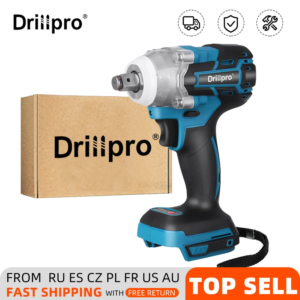 

Drillpro 350N.m Brushless Cordless Electric Impact Wrench 1/2 inch Electric Wrench Power Tools For Makita 18V Battery(Tool Only)