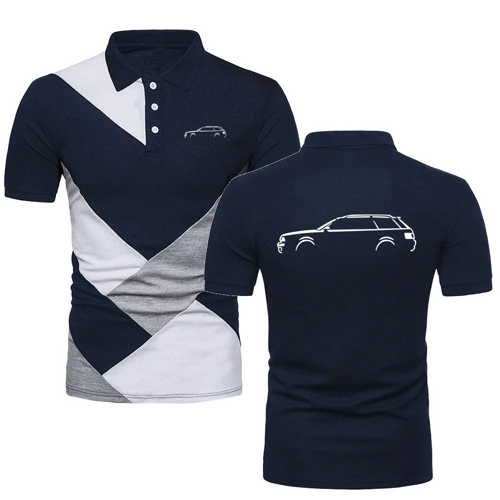 

Polo Shirts Mens TShirts Supercar Adventure Tees QUATTRO RS6 Cars Military Style Short Sleeve Jersey Contrast Color Polo