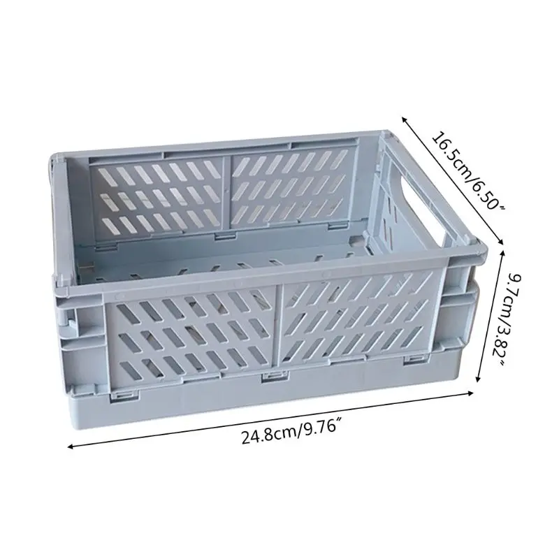 

Collapsible Crate Plastic Folding Storage Box Basket Utility Cosmetic Container