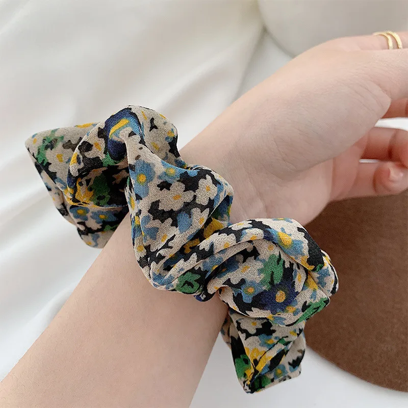 2020 Bohemian Polka Dot Floral Printed Ribbon Hair Scrunchies Women Elastic Band Ponytail Accessories | Украшения и аксессуары