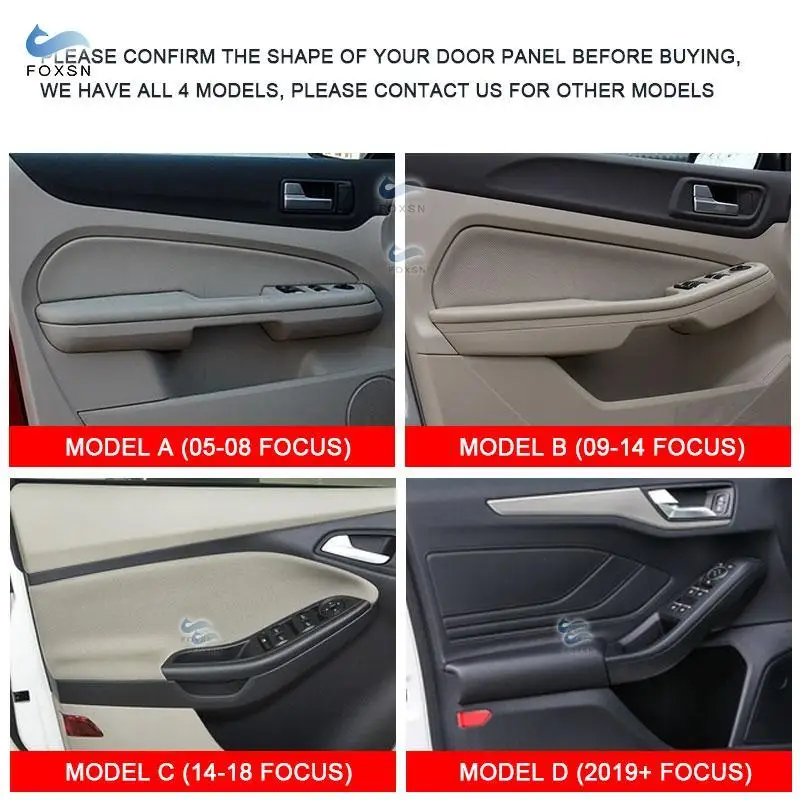 Для Ford Focus 2019 4 шт. кожаная ручка из микрофибры для интерьера автомобиля