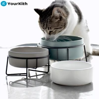 yourkith fashion cat dog pet bowl ceramic cat bowl feeder drinking water dog food bowl with stand