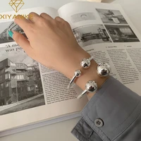 xiyanike silver color solid double ball bracelet female opening unique design handmade jewelry couple present wholesale