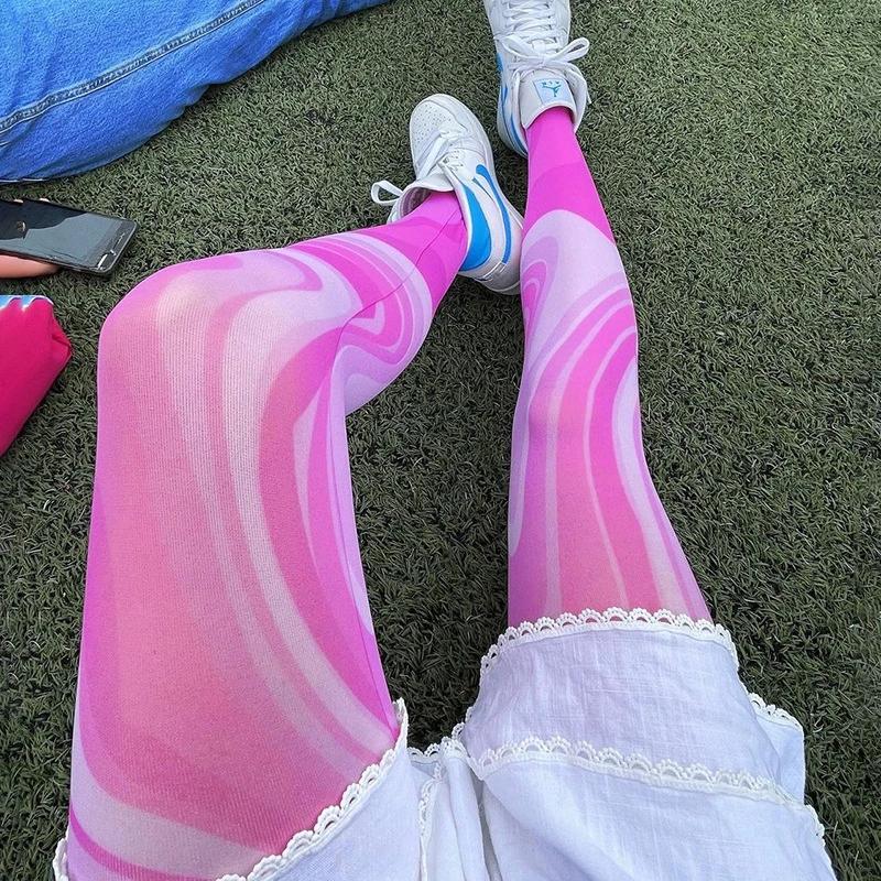 

Женская летняя одежда для тренировок Tie Dye, облегающие брюки с высокой талией, сексуальная клубная одежда, колготки-карандаш