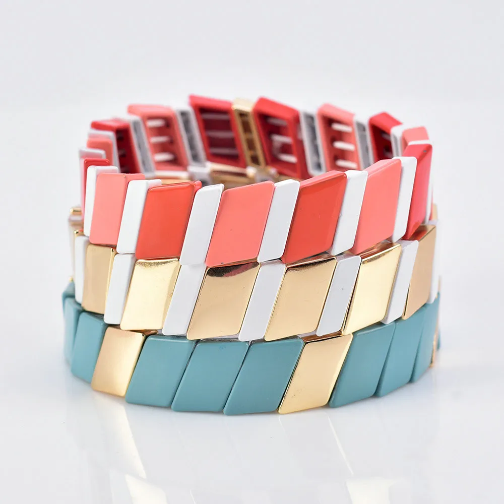 Модный эмалированный браслет с радужными бусинами KSRA 2019 Фабричный Штабелируемый