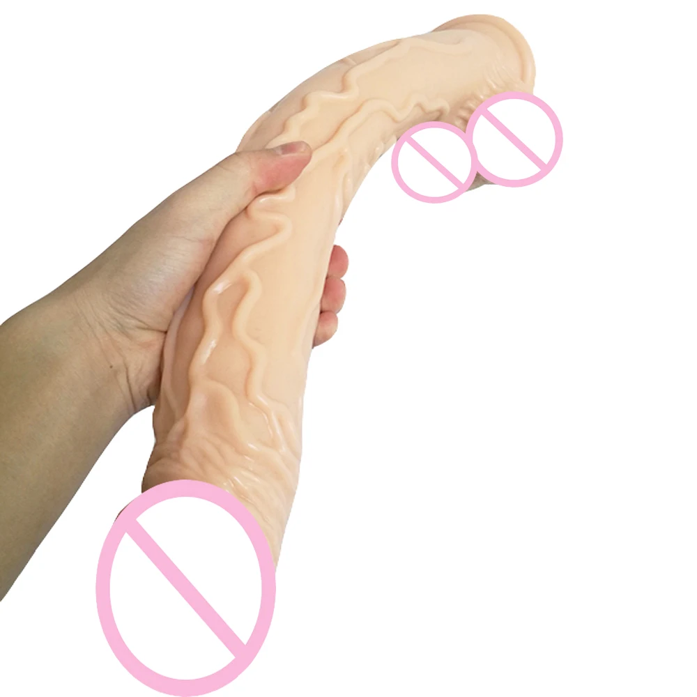 Очень длинный фаллоимитатор 42 см реалистичный мягкий пенис страпон на присоске