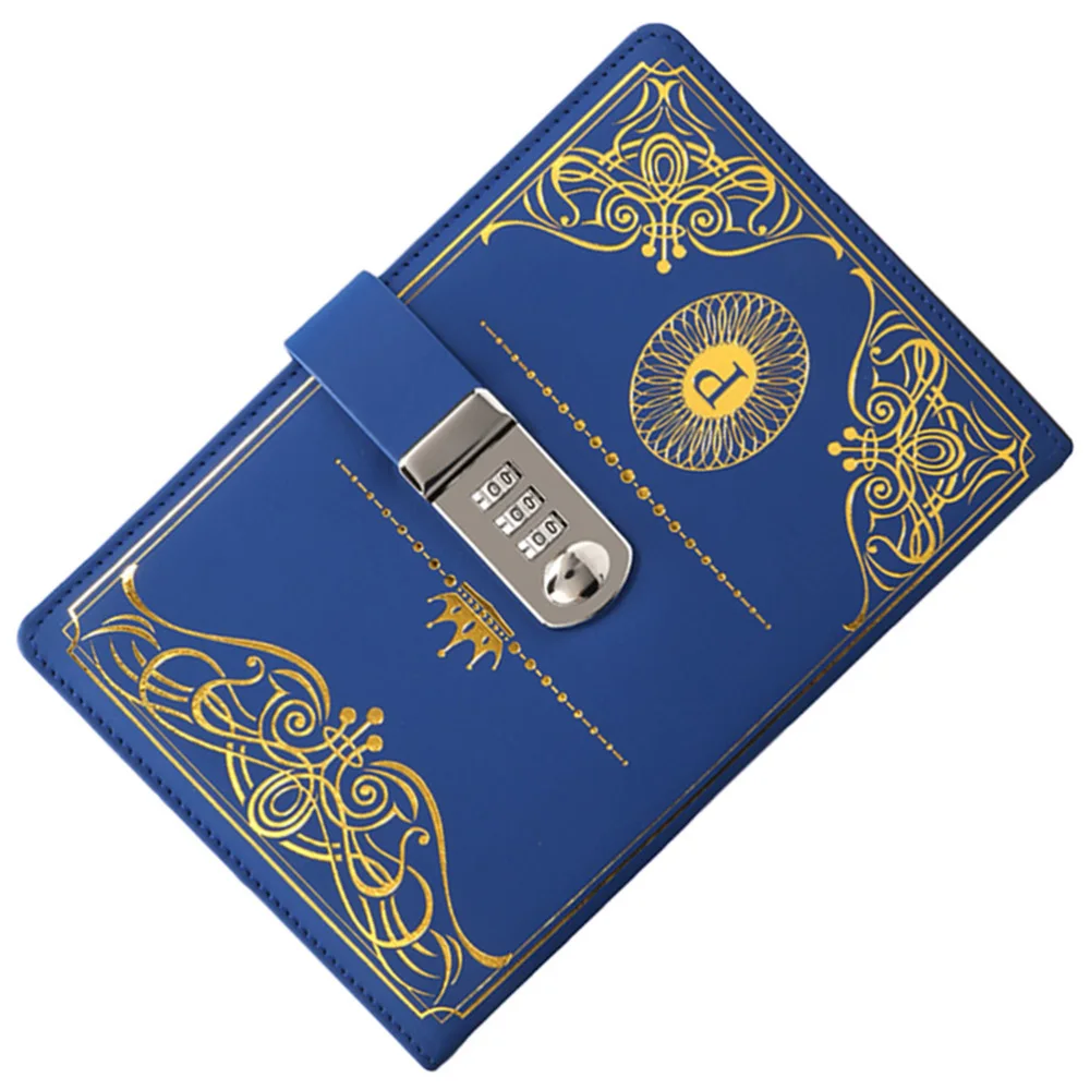 

1PC Vintage Style PU Cover Diary Notebook Journal Notepad with Code Lock (Blue)