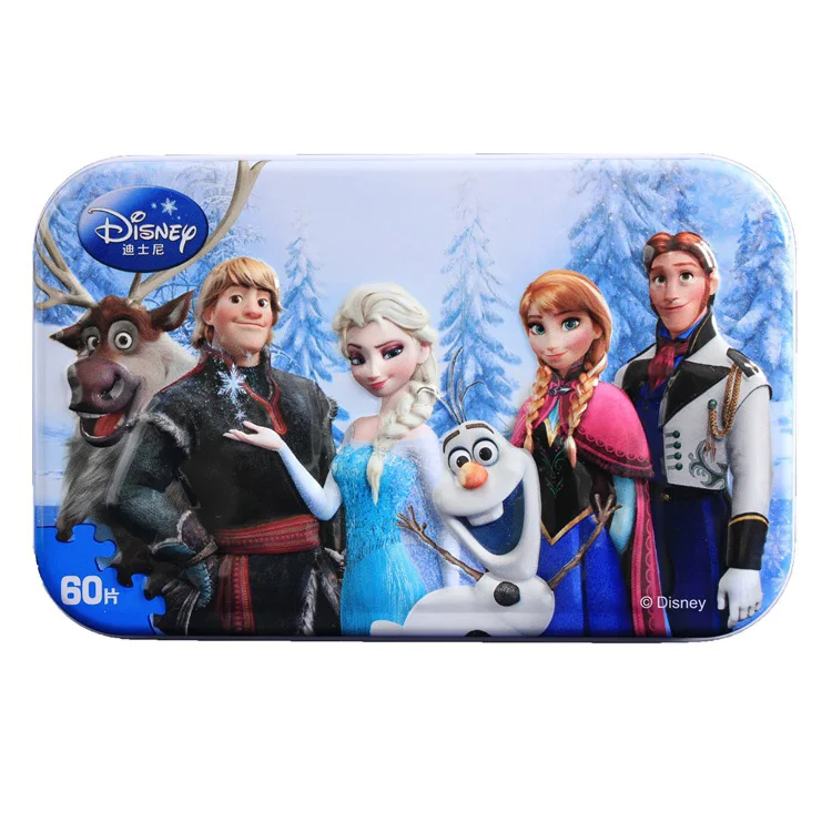 Frozen-1 Дисней Замороженный автомобиль мультфильм 60 кусочков Маленький кусок головоломка игрушка Дети деревянные Высококачественные пазлы детские развивающие игрушки для ребенка - Цвет: Frozen-1