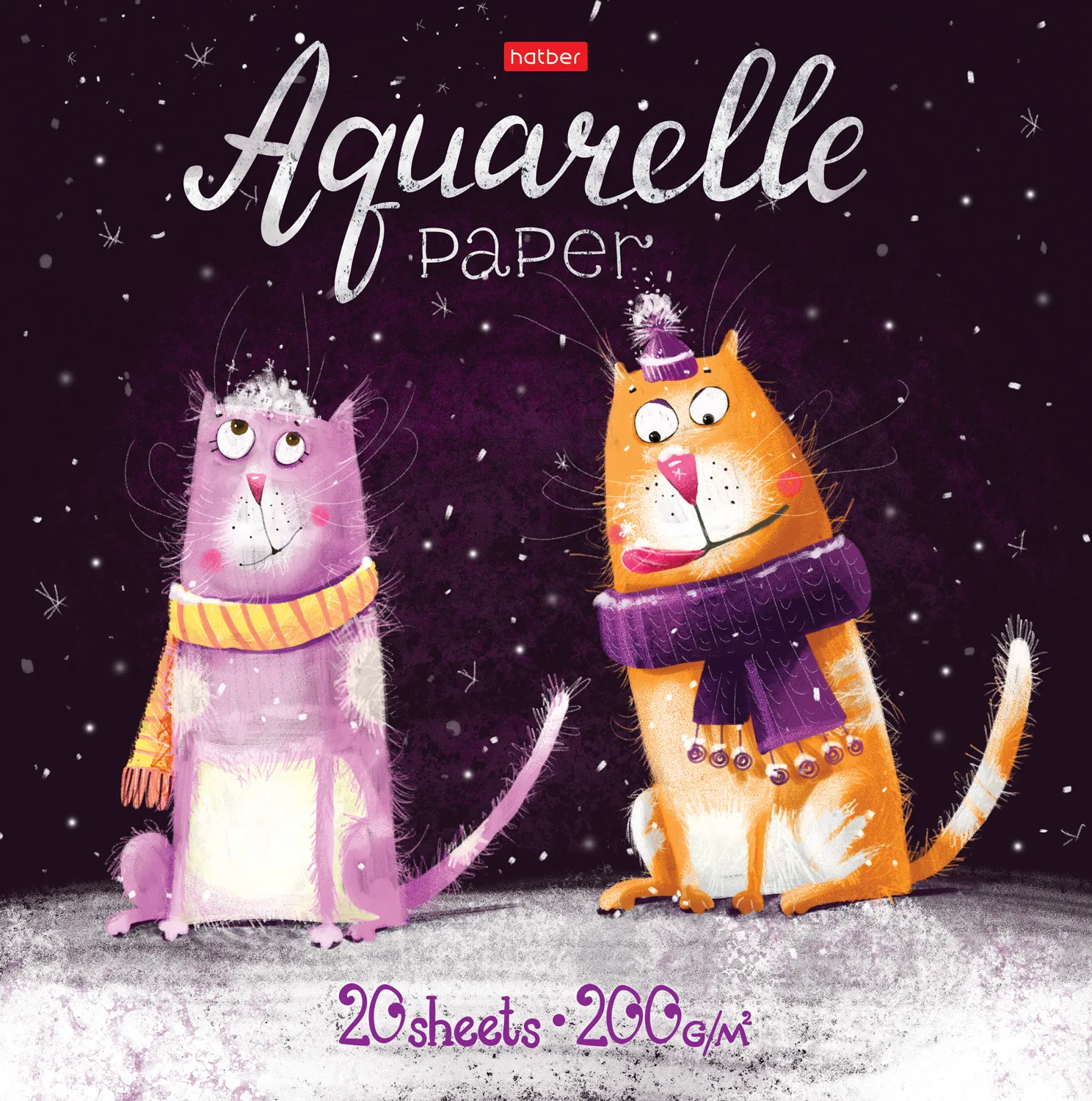 Альбом для рисования Акварелью 20л 220х220мм 200г/кв.м отрывная склейка мат ламин