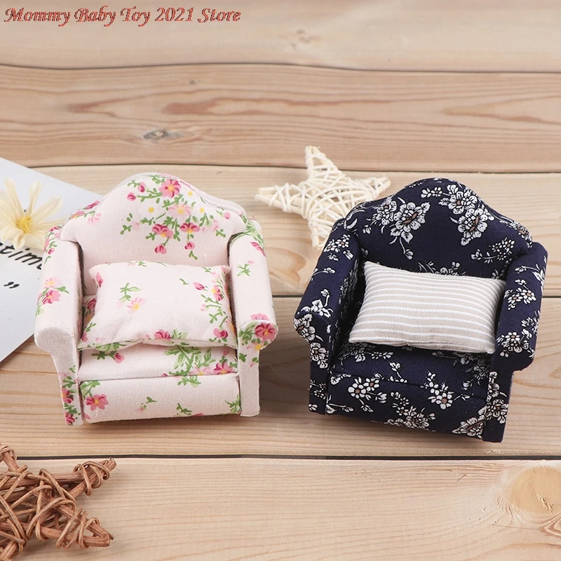 

1:12 Miniature Soft Single Sofa For Dolls Mini Furniture Toys Doll House Pretend Play Toy For Girls Gifts Children Decoration