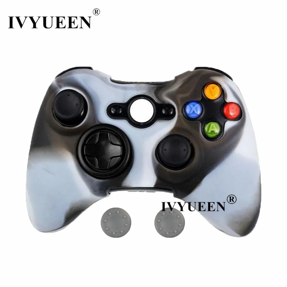 IVYUEEN 20 цветов мягкий силиконовый защитный чехол для microsoft Xbox 360 проводной/беспроводной контроллер аналоговые палочки крышки - Цвет: Gray Camo