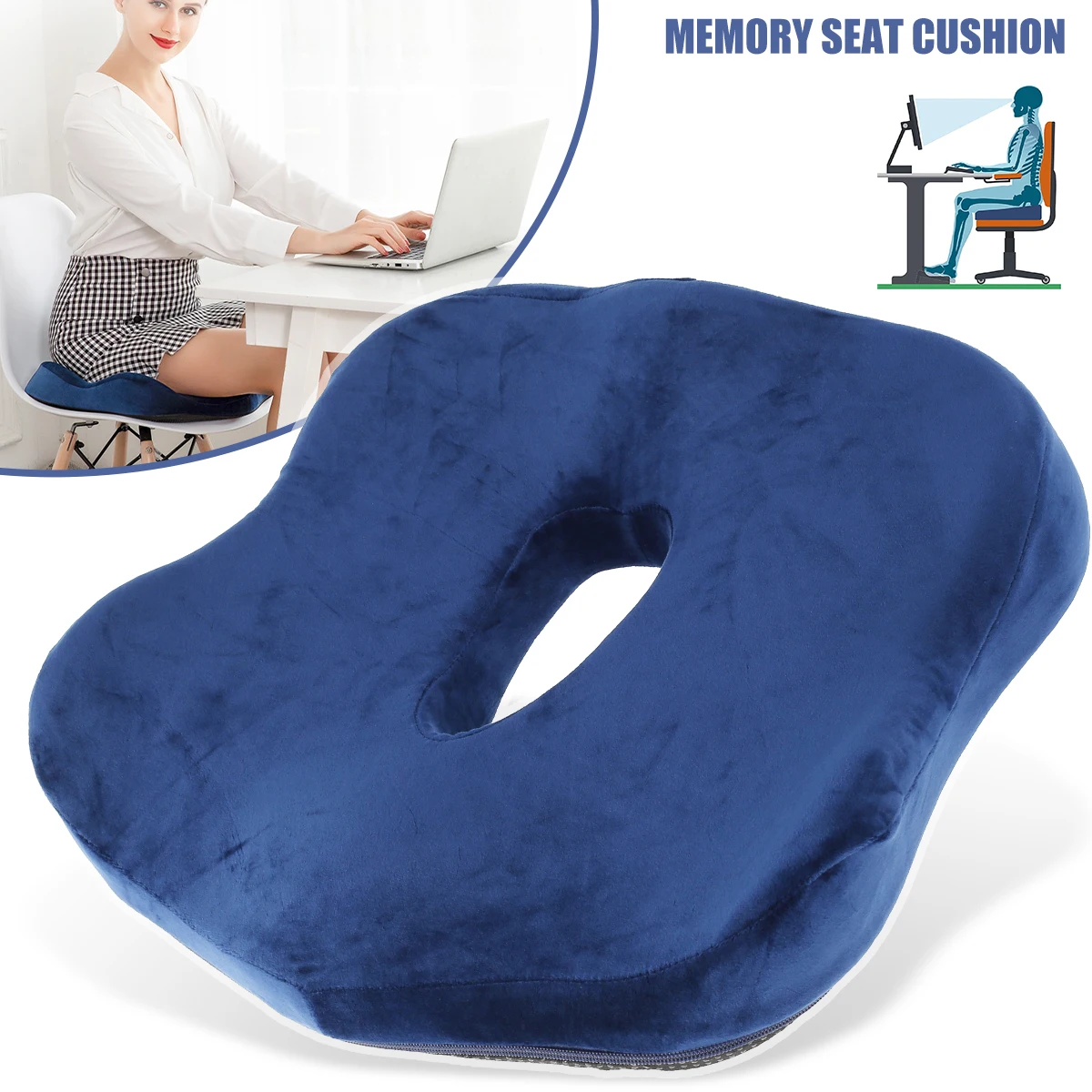 

High-Quality Memory Foam Seat Cushion Ergonomic Butt Cushion Non-Slip Desk Chair Pillow Pain Relief Chair Pad Of Office Car Seat
