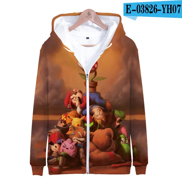 3dLL-326 Супер Марио Bros. 3D Толстовка с капюшоном, флисовая толстовка Super Smash Bros, толстовки Harajuku, мужской спортивный костюм, хип-хоп куртка на молнии, пальто, одежда - Цвет: 3dLL-326