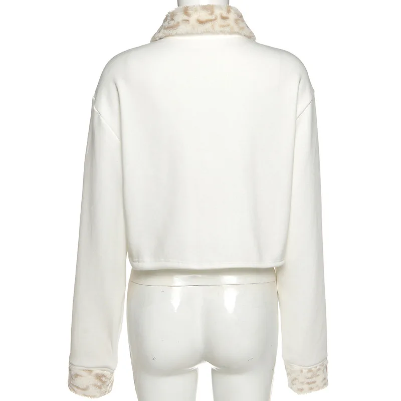 

Faux Fur Collar Sweatshirt for Women Pullovers Loose Zipper Long Sleeve Casual Hoodies Streetwear Female Fashion Autumn clothing