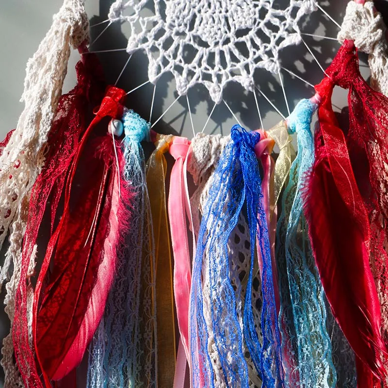 Красочные Ловец снов ручной работы сеть с кисточкой Скандинавское украшение для