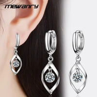 mewanry 925 steamp drop earrings for women trend elegant sweet luxury rotating zircon bride jewelry party birthday gift