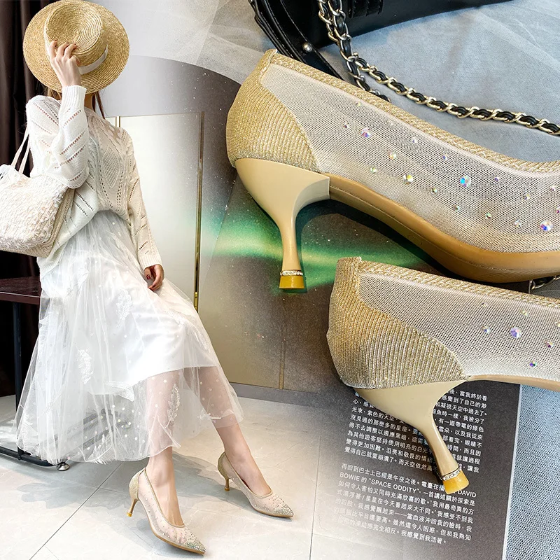 Осенние пикантные Женские туфли на тонкой подошве супервысоком тонком каблуке