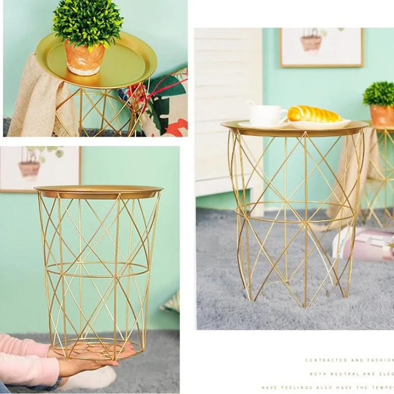 Гостиная стол с чаем фрукты закуски тарелка лоток Золотой металлический