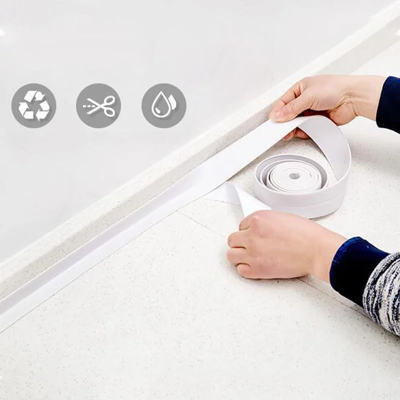 

Waterproof Self Adhesive Tape Anti Moisture Kitchen Ceramic Stickers Home Decor PVC Bathroom Furniture Wall Corner Stickers