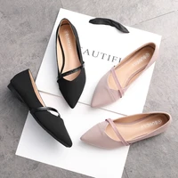 women flats pink black pure color plus small size 33 34 large 42 43 44 45 suede leather pointed toe office lady flat heel shoes