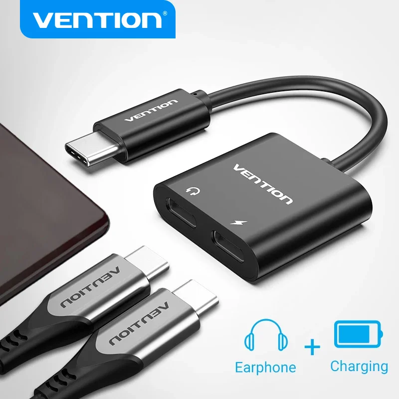 Аудиоадаптер Vention USB C для наушников адаптер 2 в 1 с Type c на Dual аналоговый/цифровой