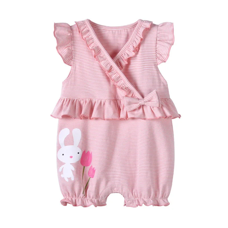 2020 New Fashion Newborn Infant Baby Girl Lace Ruffles Out Romper Jumpsuit Clothes Pink Playsuit