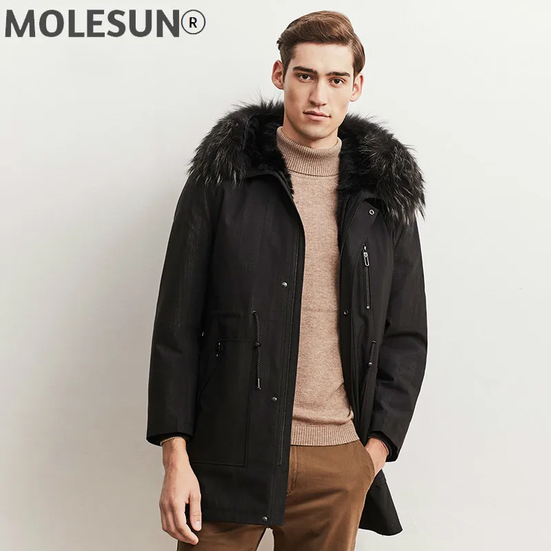 

AKOOSUN Man Parka Winter Jacket Mens Real Mink Fur Collar Jackets for Men Casual Coat Warm Hooded Parkas Hommes Veste LXR1046