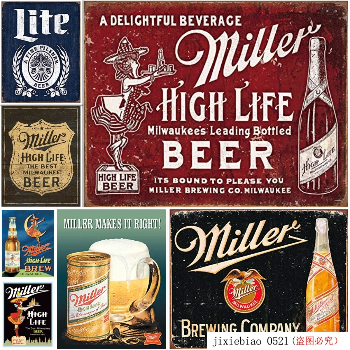 Отчаянные предприятий Miller Brewing Company Винтаж жестяная вывеска |Таблички и знаки| |