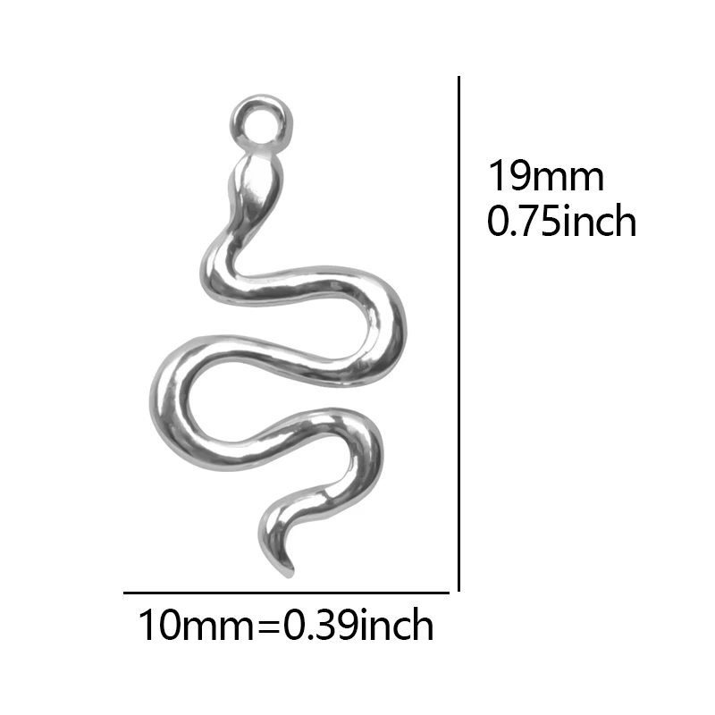 

Wholesale Stainless Steel Snake Charms For Women Men Jewelry Making In Bulk Necklace Earrings Charm Handmade Accessories 10 pcs