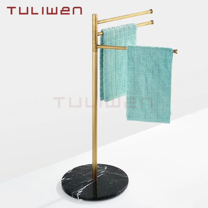 Античная латунная вешалка для полотенец ванной комнаты Бесплатная стойка полка