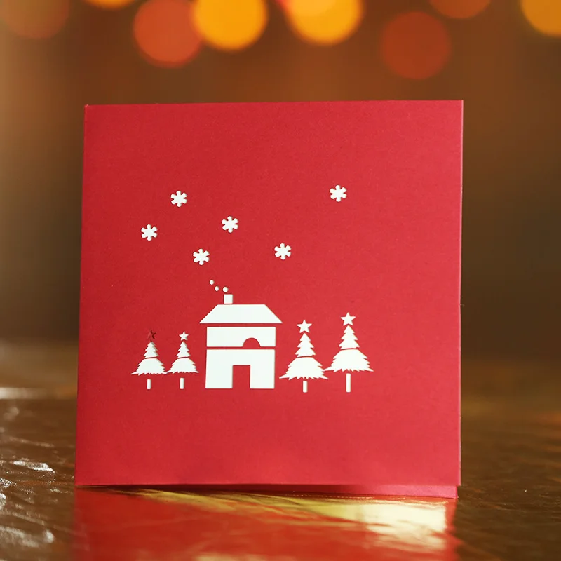 Поздравительные открытки с надписью &quotMerry Christmas&quot &quot3D дом&quot &quotРождество&quot