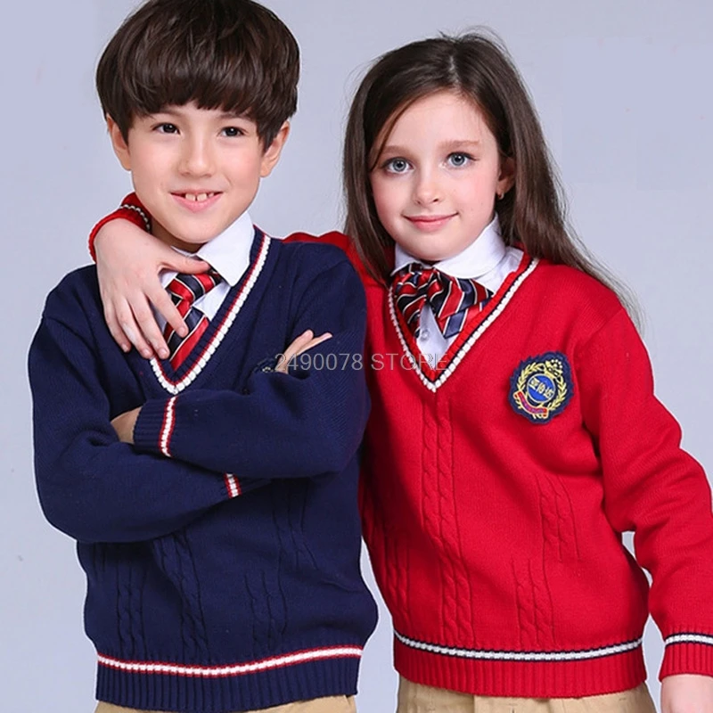 School Boys Girls Knitwear Sweater Teenager Kids Autumn Winter Cardigan Knitted Toddler Child Performance Dress 3-14Year | Детская