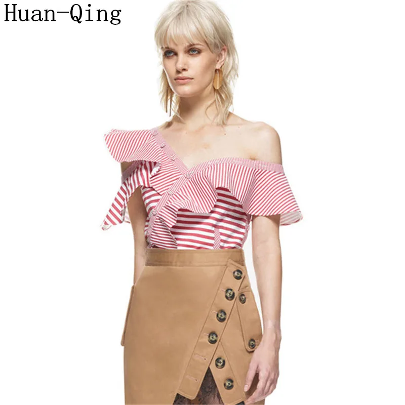Self Portrait Полосатые блузки Топы взлетно посадочной полосы женские сексуальные