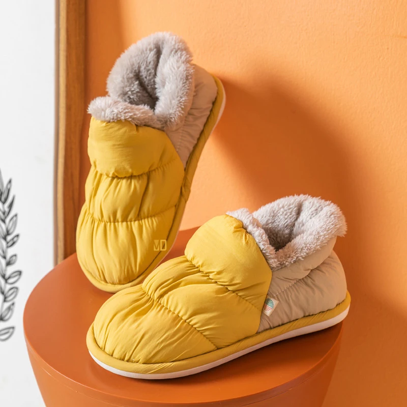 

Mo Dou 2021 New Warm Winter Slippers Plush Flat Waterproof Women Shoes Couples Home Indoor Outdoor Soft Cozy Quality EVA Design