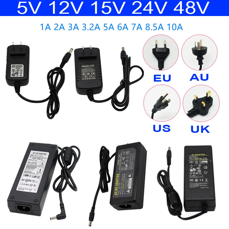 

DC5V 12V 15V 24V 48V Lighting Transformer AC100-240V Switching Power Supply 1A 2A 3A 3.2A 5A 6A 7A 8A 8.5A 10A LED Power Adapte