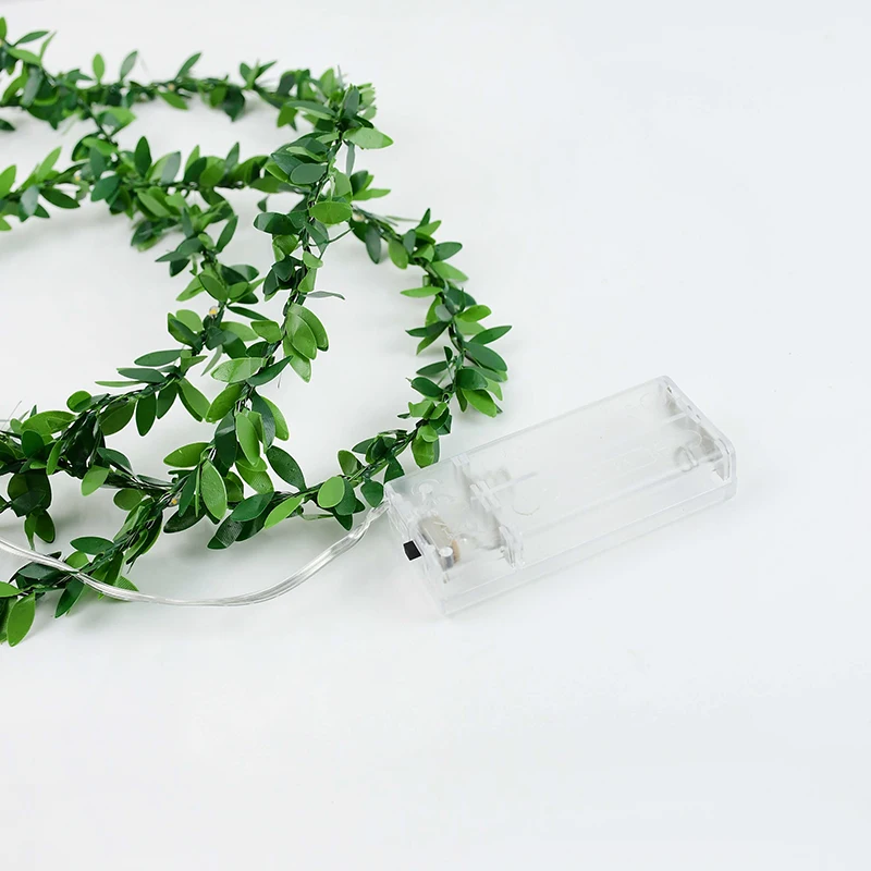 

1Pc 2M Green Artificial Leaves Tiny Leaf Garland Fairy Light LED Copper Wire String Lights For Birthday Wedding Party Home Decor