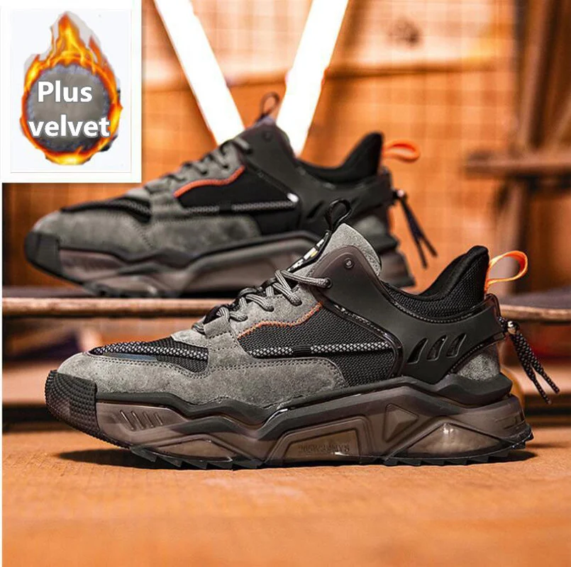

Winter New Men's Casual Heightening Thick-soled Trend Fashion Running Shoes Non-slip Breathable Plus Velvet Men's Shoes YX15