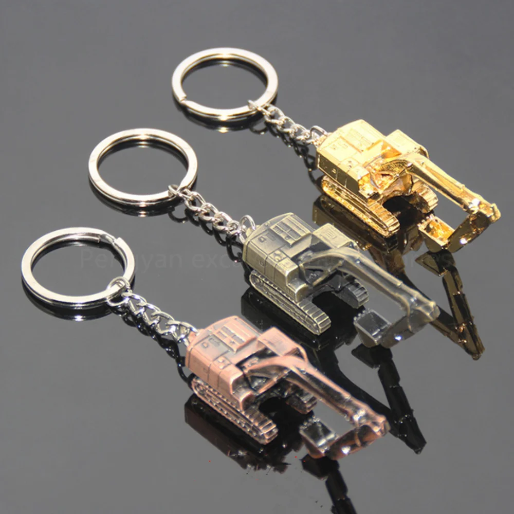 

3 pieces of zinc alloy excavator keychain creative engineering machinery construction memorial gift small ornaments free shippin