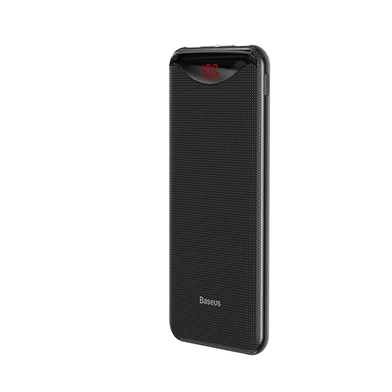 Baseus тонкий внешний аккумулятор 10000 мАч с двумя usb-портами и фонариком для iPhone 11 Pro samsung, портативный внешний аккумулятор - Цвет: Black Power Bank