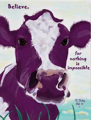 

Metal Tin Signs Funny Purple Cow Quite Possibly Contemplating Flight Poster Cafe bar Home Wall Art Decoration - 8x12 Inch
