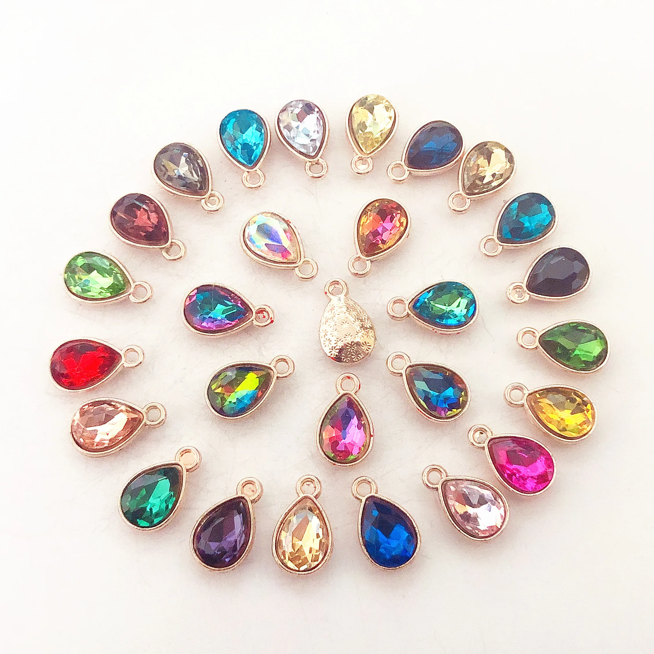 10 шт. Очаровательная кристаллическая Подвеска из розового золота в форме капли с