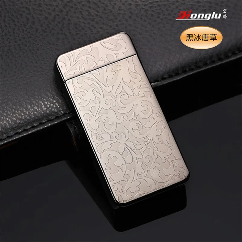 Новая Металлическая двойная дуговая usb зарядка Зажигалка импульсная ветрозащитная электрическая сигарета зажигалка для сигар беспламенная перезаряжаемая Зажигалка плазменная - Цвет: 14