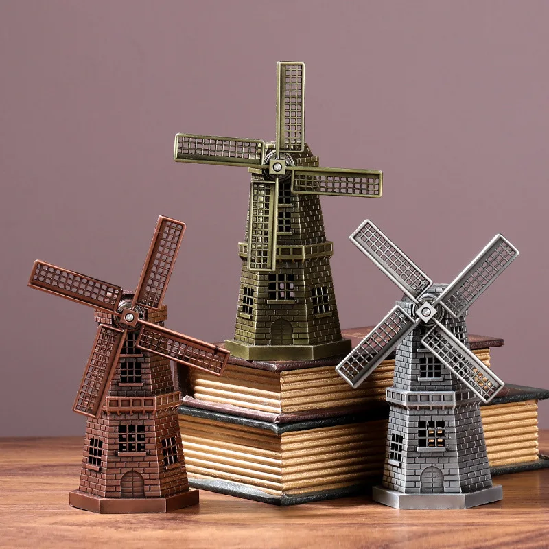 

Dutch Windmill Vintage Bronze Windmill Ornaments Home Decor Ornaments Europe Models Gifts Furnishing Articles