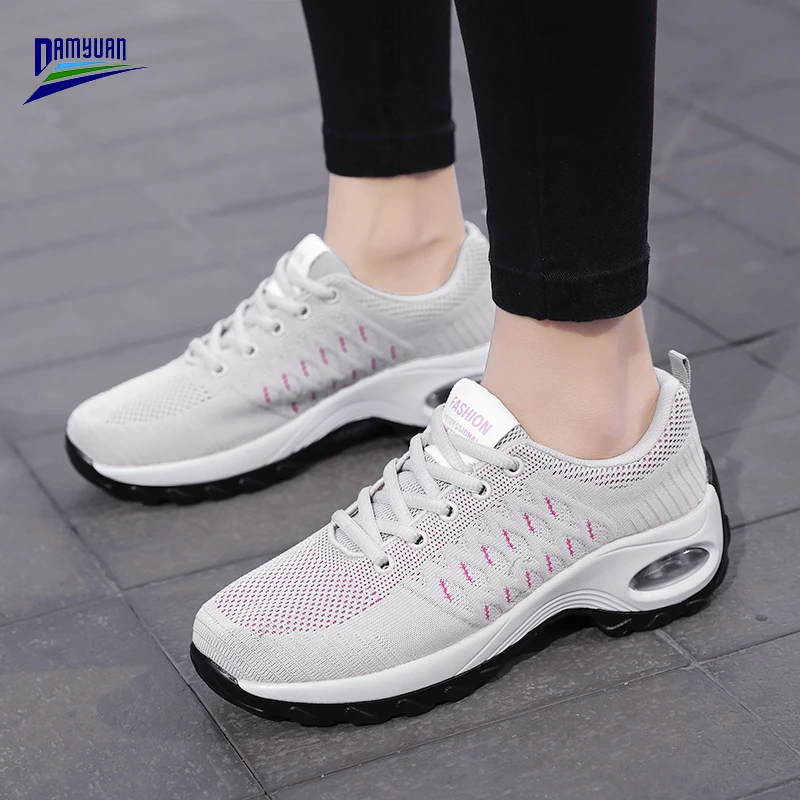 Damyuan Flats Shoes Women Soft Zapatos De Mujer Casual Breathable Loafers Ladies Air Cushion Black Sneakers Female Platform